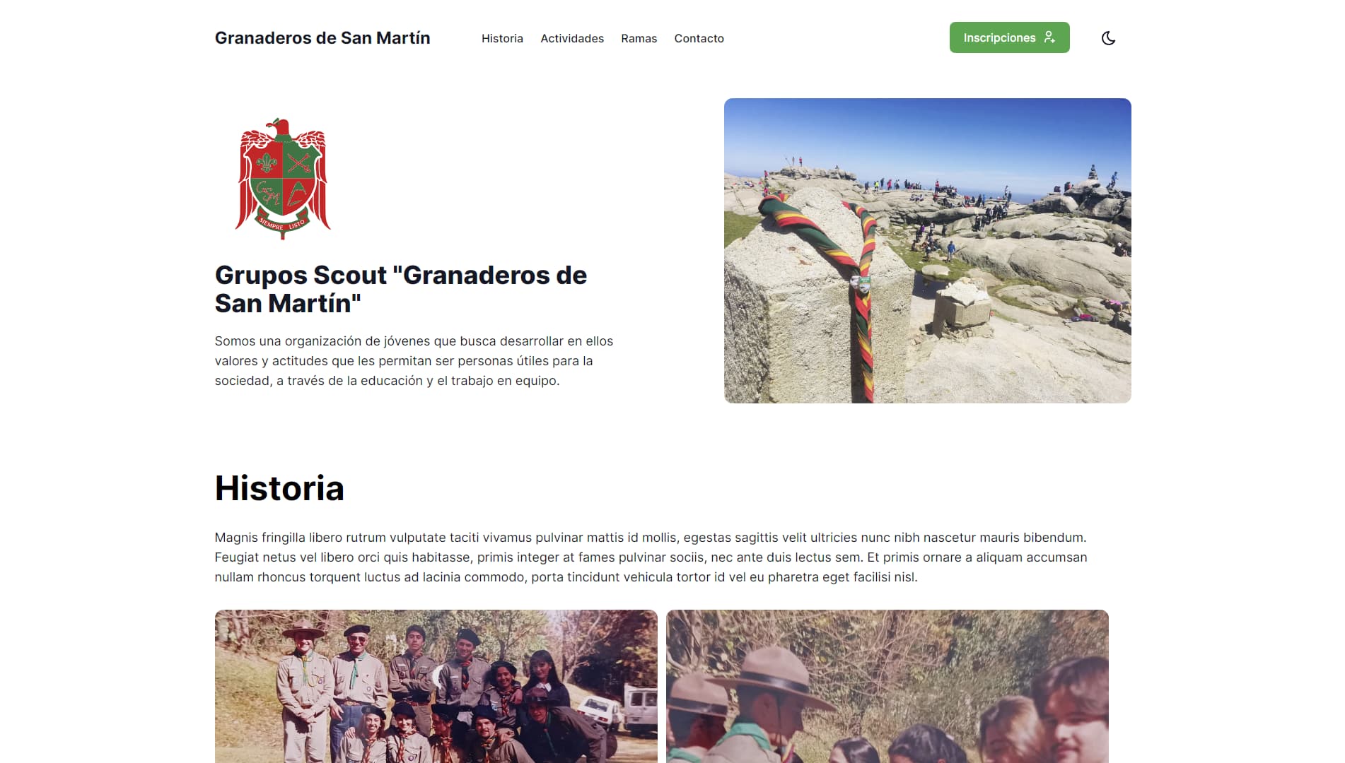 Website de 'Grupo Scout Granaderos de San Martín'